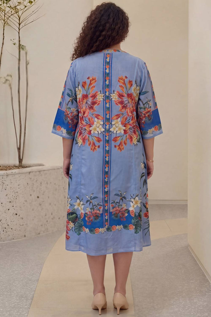 Tropical Bloom Plus Size Midi Dress