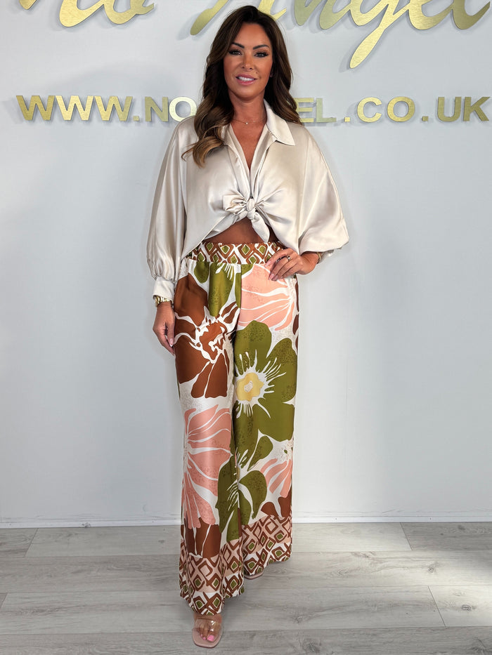 Twist Front Blouse & Pattern Trouser Co-ord (2 Colours)