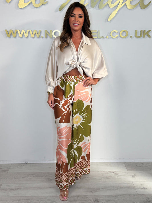 Twist Front Blouse & Pattern Trouser Co-ord (2 Colours)