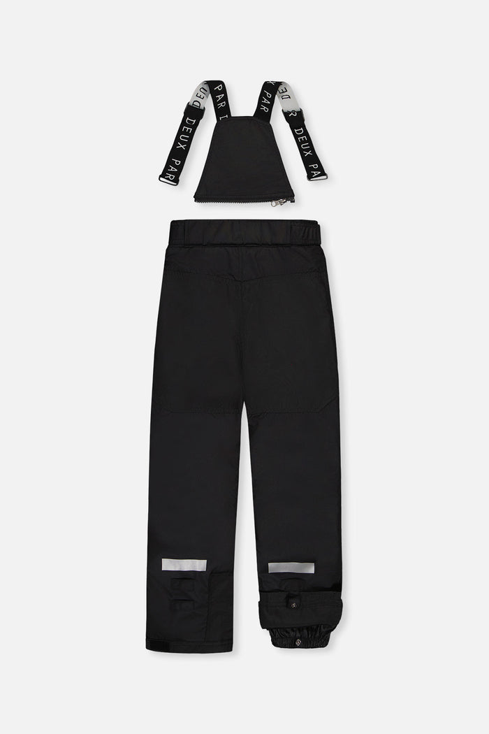 Black Deux par Deux TEKNIK snow pants with suspenders, back view