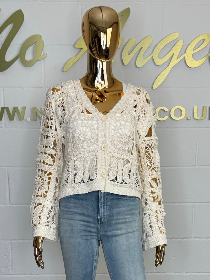 V-Neck Button Up Crochet Cardigan (2 Colours)