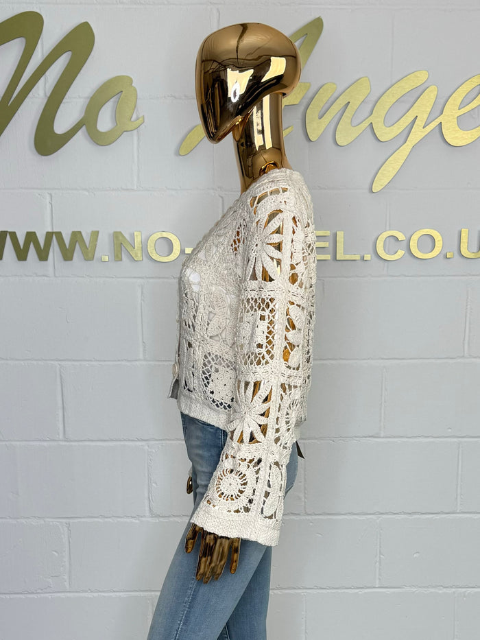 V-Neck Button Up Crochet Cardigan (2 Colours)