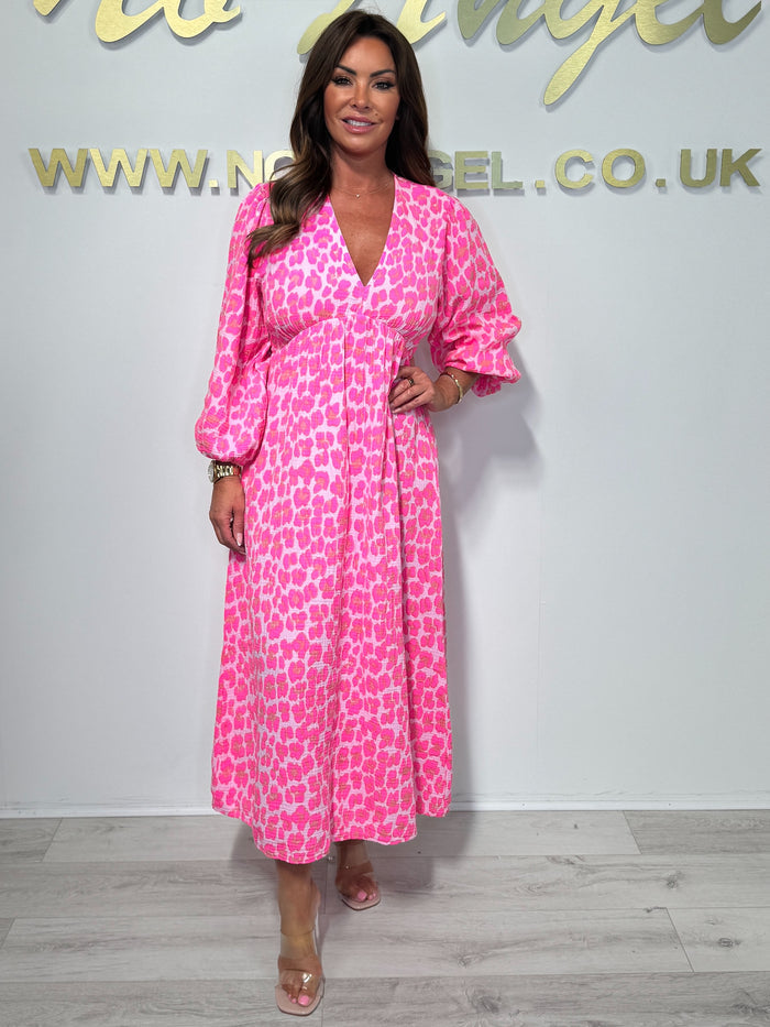 V-Neck Puff Sleeve Cheesecloth Midi Dress (5 Colours)