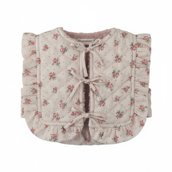 vest padded floral print bow tie - pink