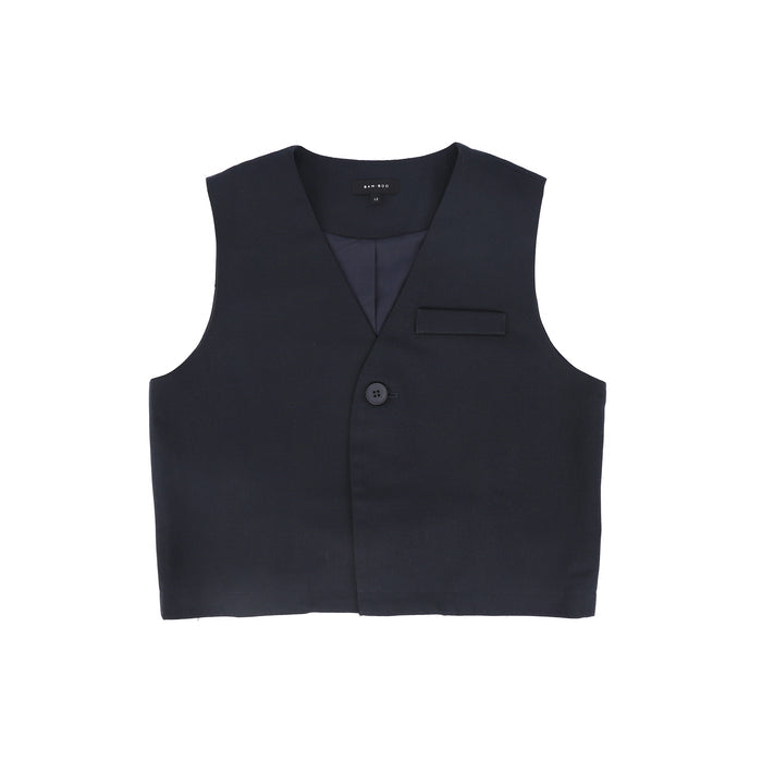 vest suit with back closure - navy