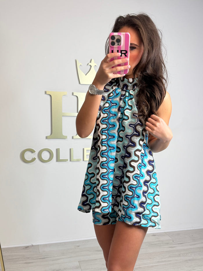 Wavey Halter Neck Floaty Top & Shorts Co-ord (2 Colours)