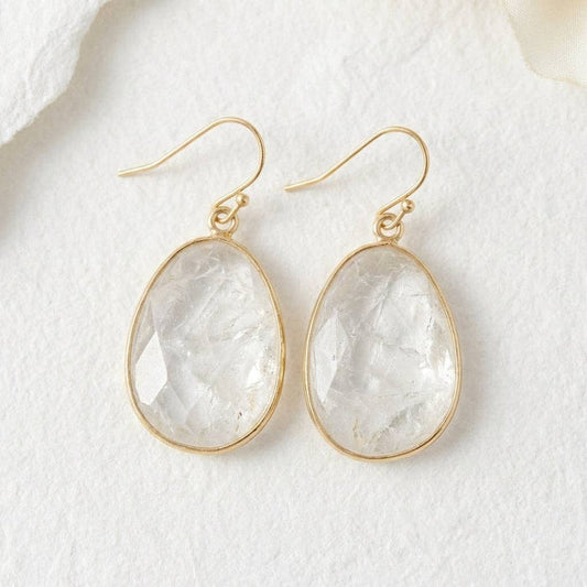 White Aura Crystal Drop Earrings