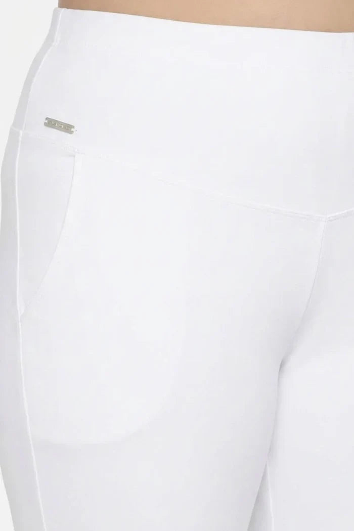 White Tummy Shaping Wide Straight Pants