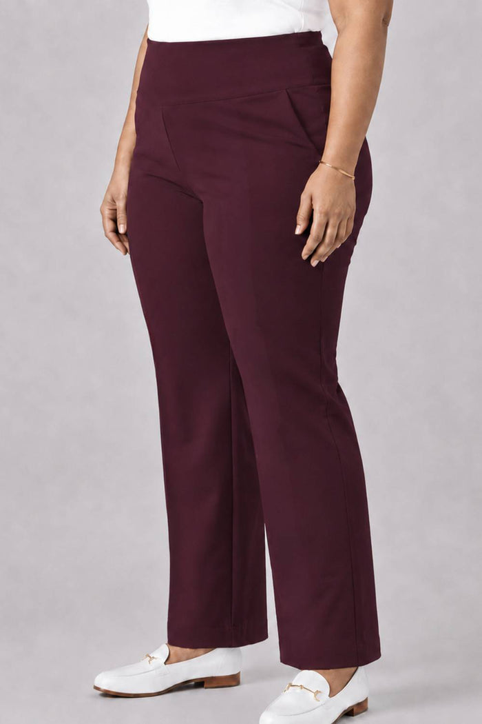 Wine Tummy Shaping Wide Straight Pants