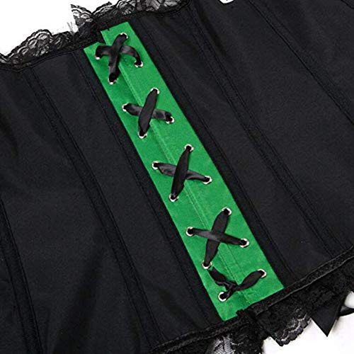 Women's Satin Corset Lace-Up Boned Waist Cincher Basque Bustier Top Size 6-24 (14-16, Green)