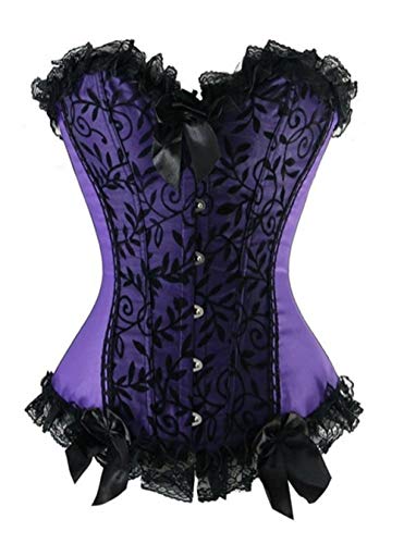 Women's Satin Corset Lace-Up Boned Waist Cincher Basque Bustier Top Size 6-24 (14-16, Green)
