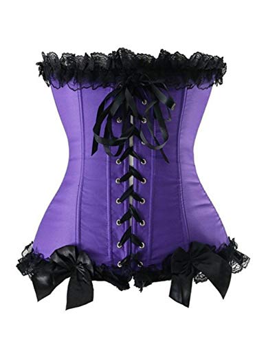 Women's Satin Corset Lace-Up Boned Waist Cincher Basque Bustier Top Size 6-24 (14-16, Green)