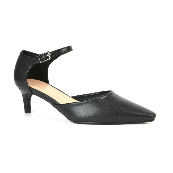 Women's Classic Low Kitten Stiletto Heel Ladies Gold Metallic 2 Piece Ankle Strap Court Shoes