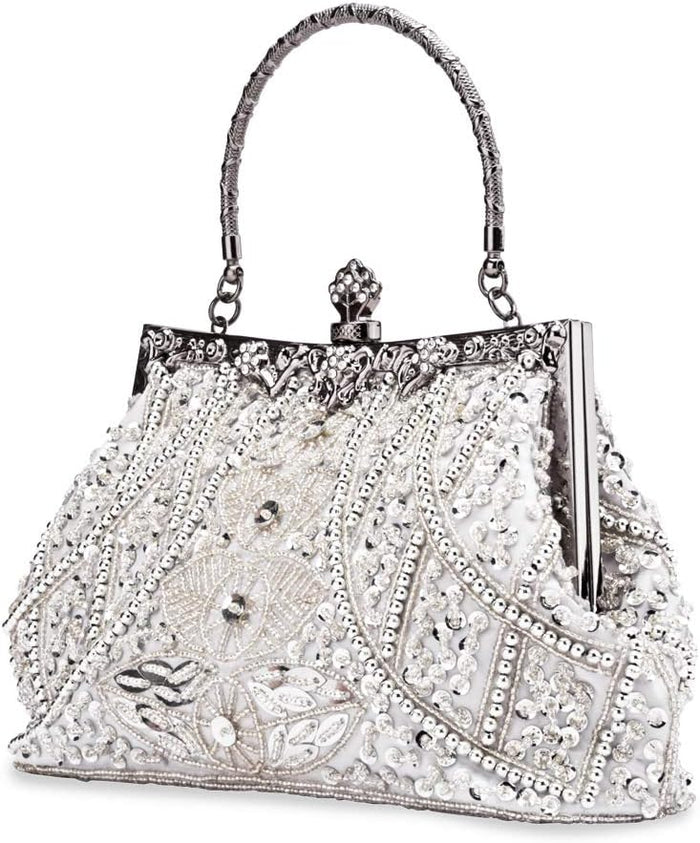 Vintage Style Beaded Sequins Silver Color