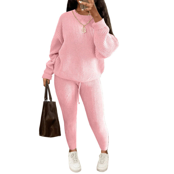 Women's Fashionable Knitted Wool Trousers Suit