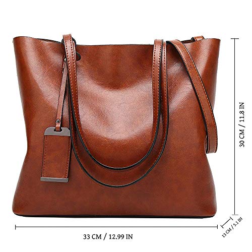 Womens Soft Leather Handbags Large Capacity Retro Vintage Top-Handle Casual Tote Shoulder Bags
