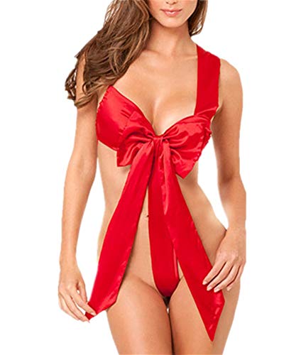 YeeHoo Women's Sexy Lingerie Red with Satin Bow Bodice Temptation Uniform