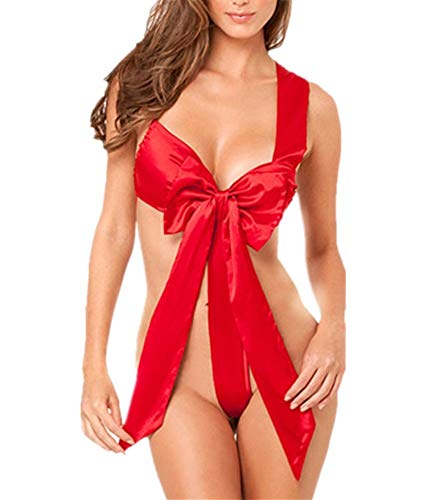 YeeHoo Women's Sexy Lingerie Red with Satin Bow Bodice Temptation Uniform