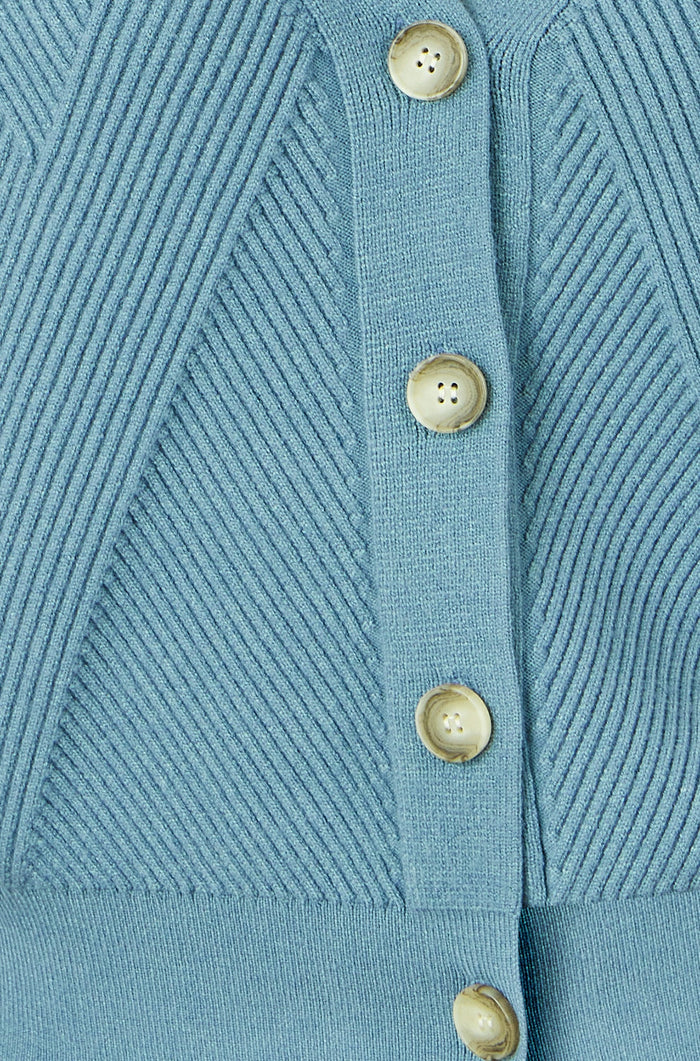 Yumi Blue Relaxed Fit Cardigan With Stitch Detail