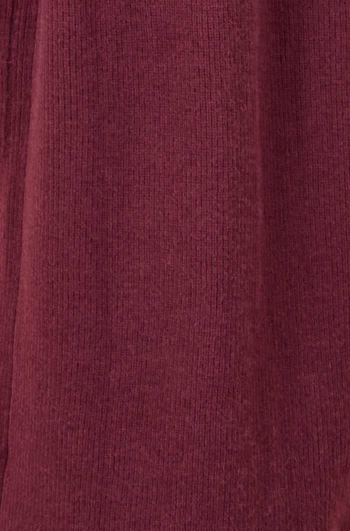 Yumi Burgundy Knitted Maxi Cardigan With Pockets