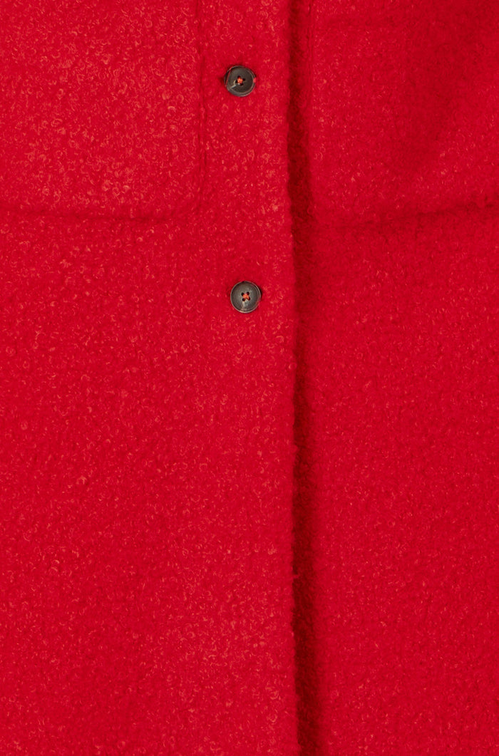 Yumi Red Boucle Long Line Coat
